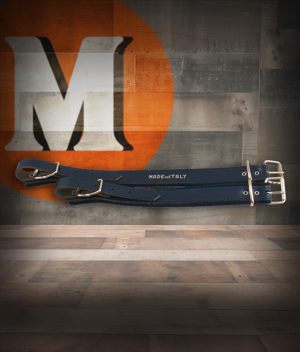 Hohner SE4-BLU Leather Strap Extender in blue featuring premium leather material, durable stitching, and adjustable design for extending accordion strap length and comfort.