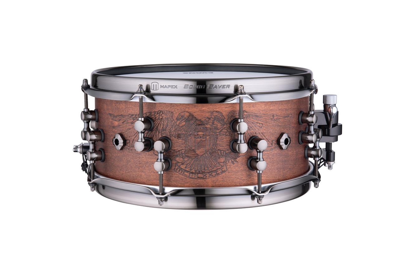 Mapex Black Panther Design Lab Warbird 12" x 5.5" Snare Drum – Walnut (BPDLMW2550LWH) featuring a walnut shell, precision hardware, and tight, powerful tone designed with Matt Halpern.