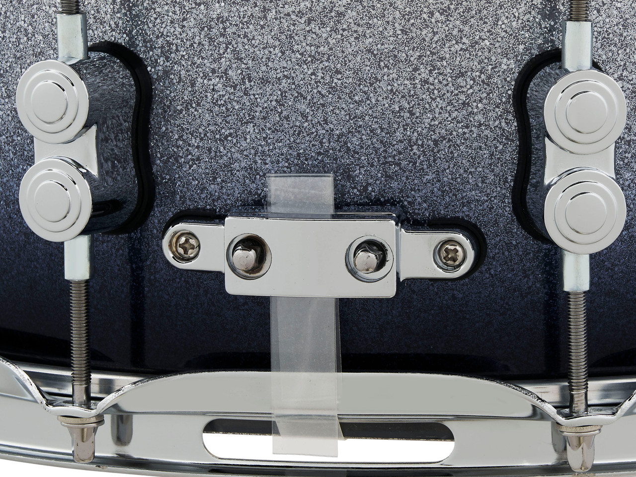 PDP Concept Maple 5.5x14 Snare Drum in Silver to Black Sparkle Fade Lacquer finish with maple shell and chrome hardware, offering brilliant looks and crisp tone.