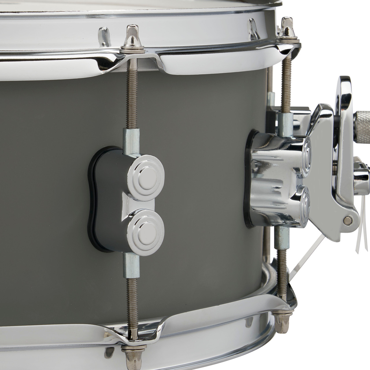 PDP Concept Maple 5.5x14 Snare Drum in Satin Pewter FinishPly with maple shell and chrome hardware, offering crisp attack and sleek contemporary style.