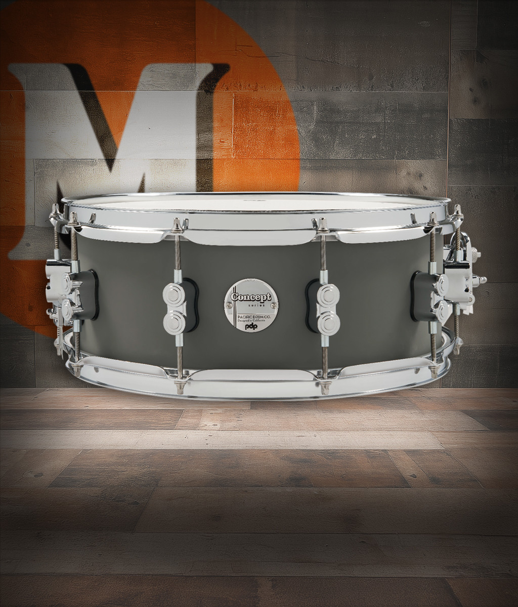PDP Concept Maple 5.5x14 Snare Satin Pewter Finish Ply with Chrome Hardware (PDCM5514SSSP) | Musician Madness