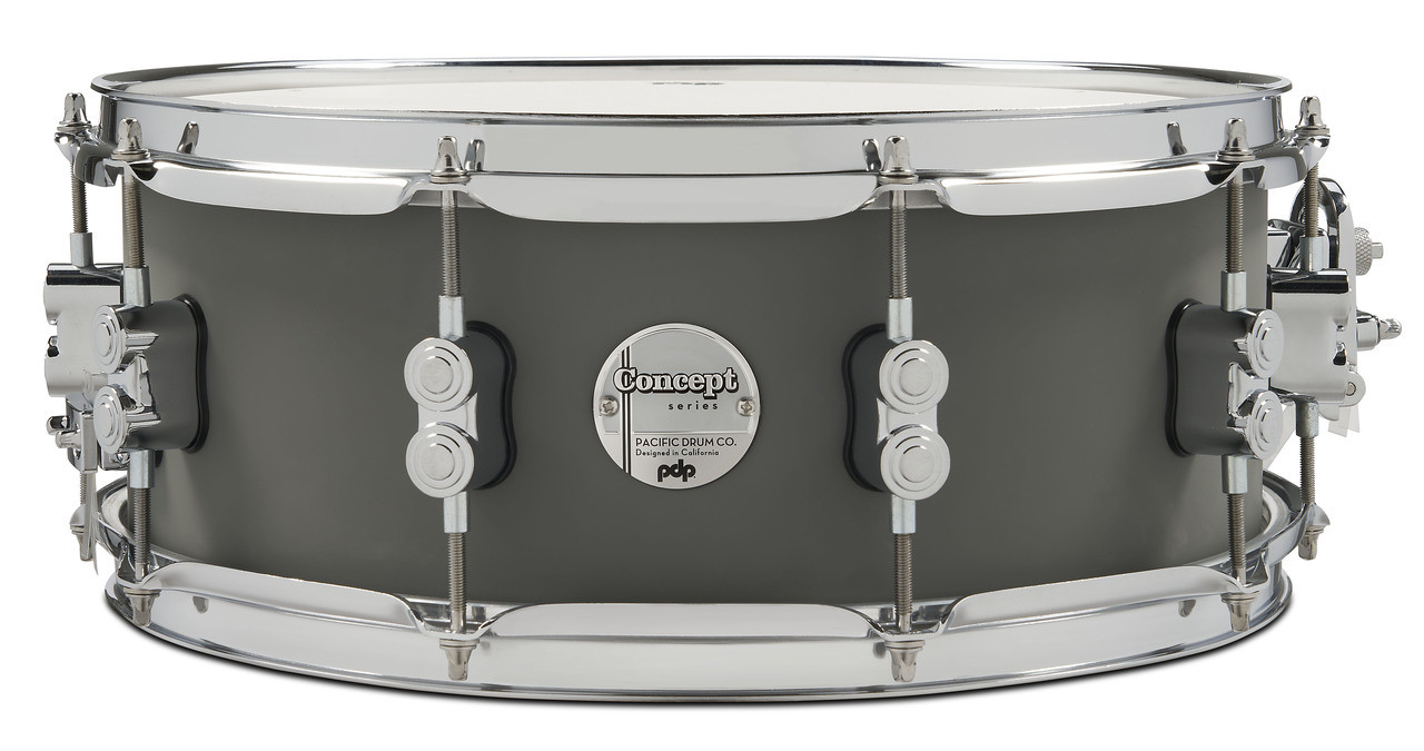 PDP Concept Maple 5.5x14 Snare Satin Pewter Finish Ply with Chrome Hardware (PDCM5514SSSP) | Musician Madness