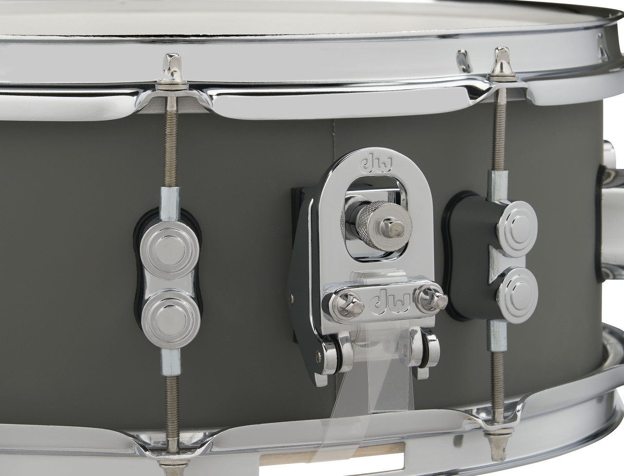 PDP Concept Maple 5.5x14 Snare Drum in Satin Pewter FinishPly with maple shell and chrome hardware, offering crisp attack and sleek contemporary style.