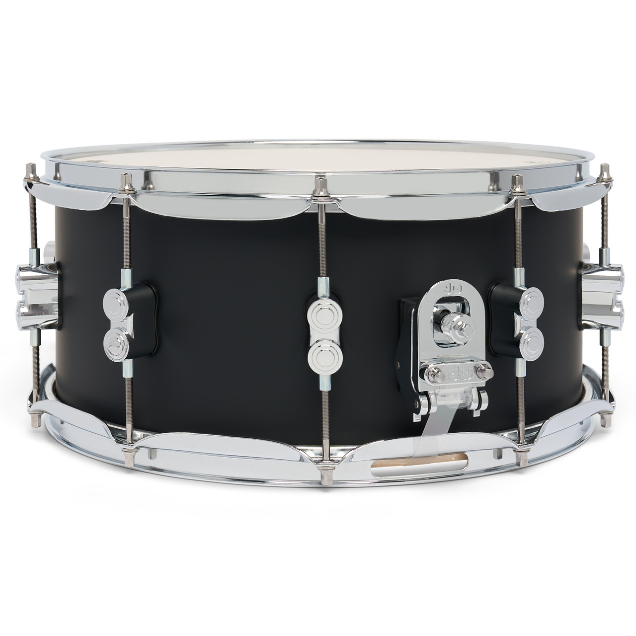 PDP Concept Maple 6.5x14 Snare Drum in Satin Black FinishPly with maple shell and chrome hardware, offering bold tone and modern black satin styling.