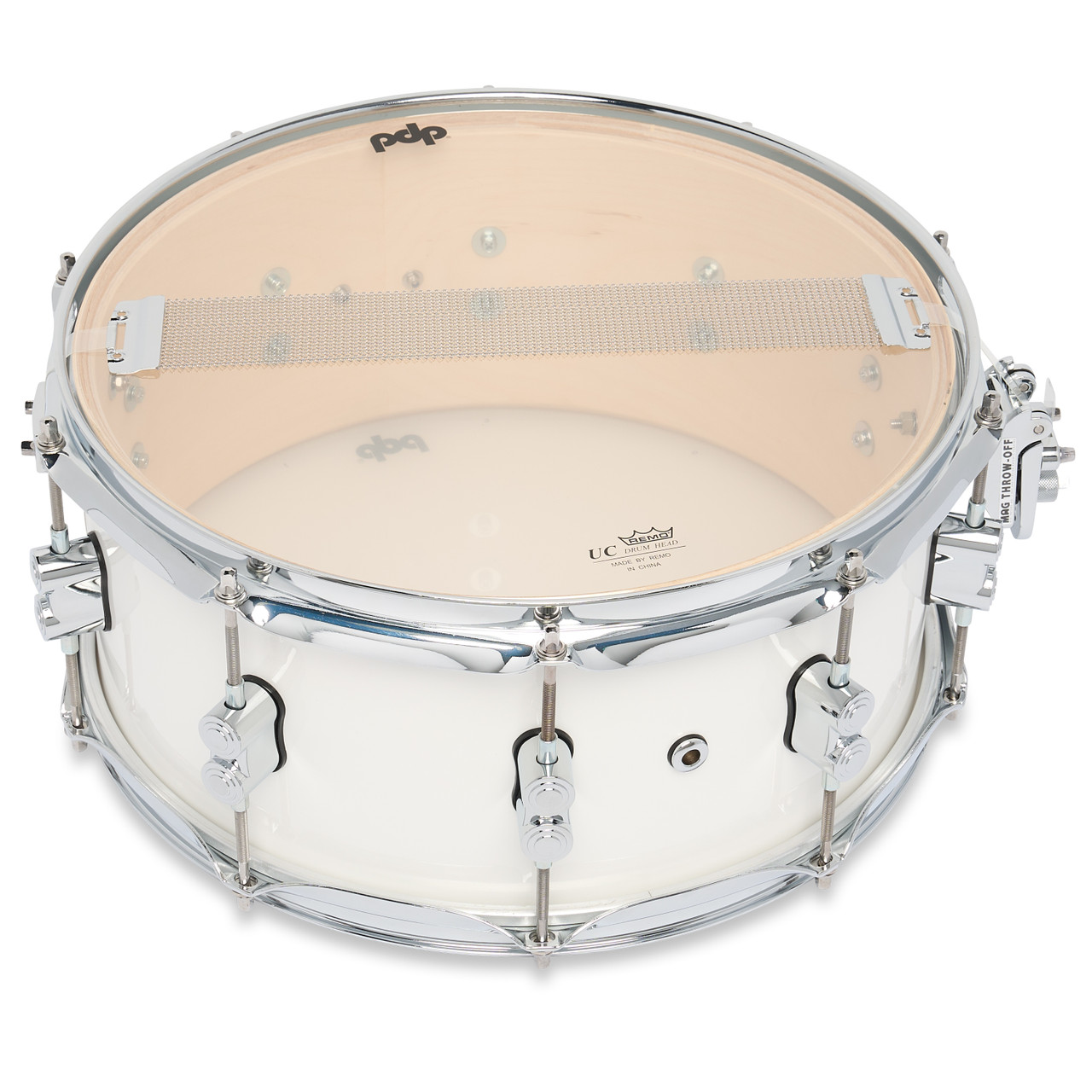 PDP Concept Maple 6.5x14 Pearlescent White Lacquer Snare (PDCM6514SSPW) | Musician Madness