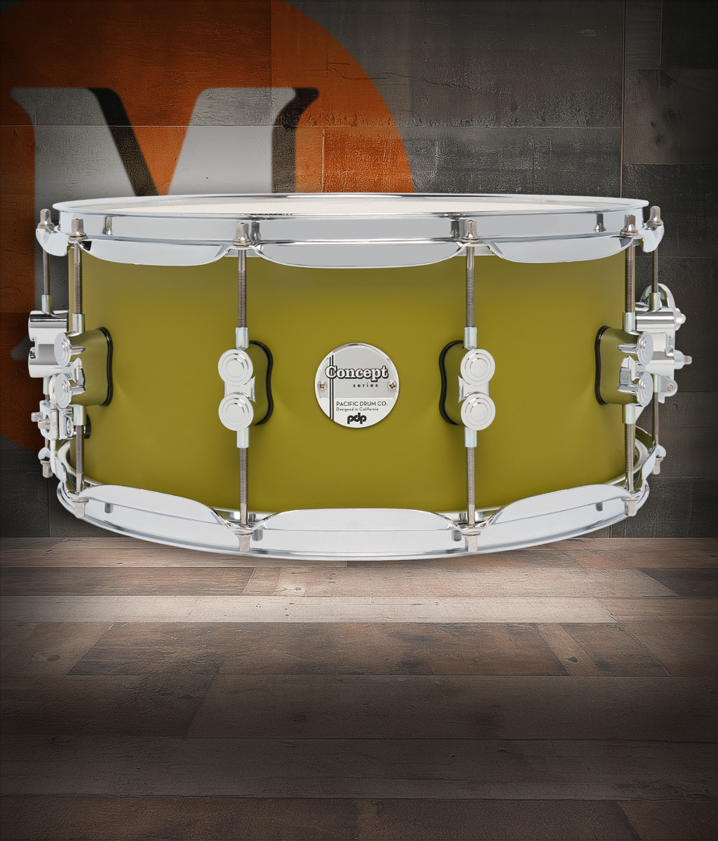 PDP Concept Maple 6.5x14 Satin Olive FinishPly Snare (PDCM6514SSSO) | Musician Madness