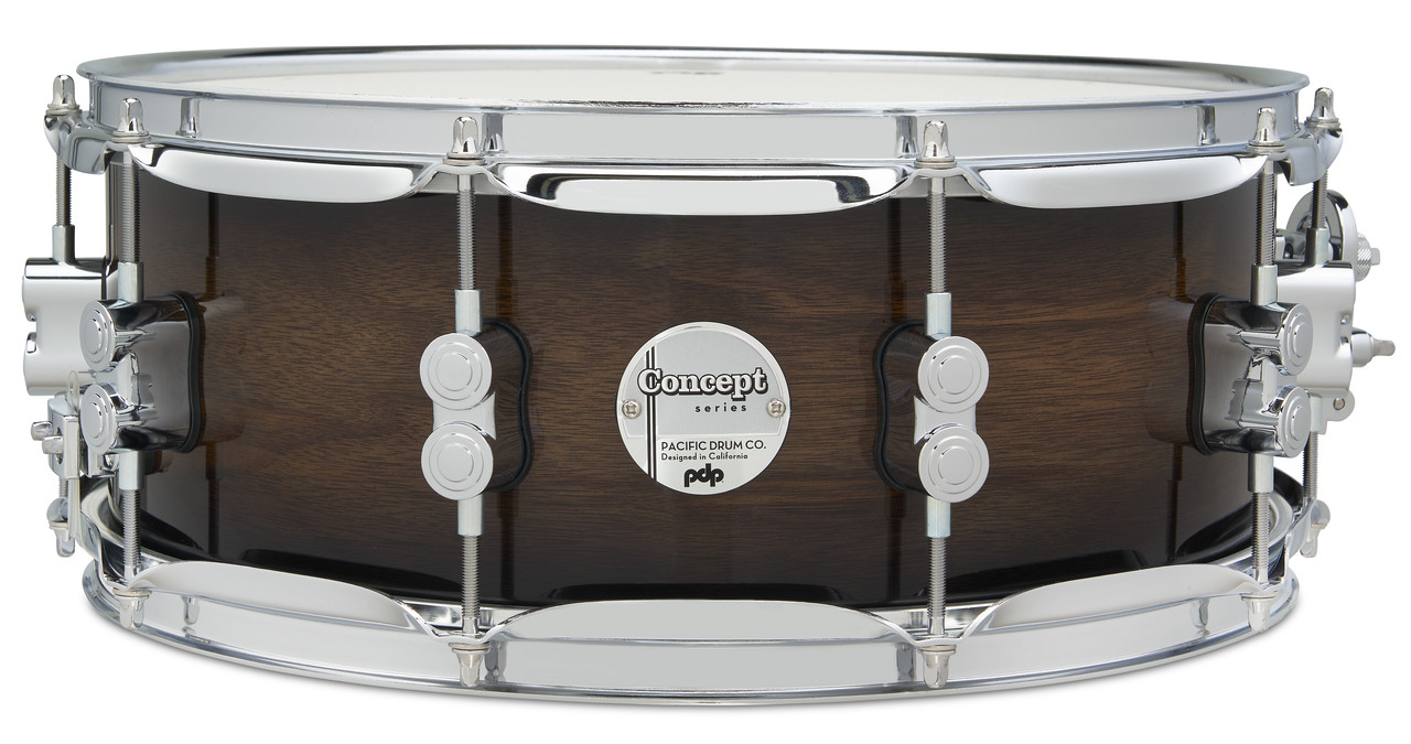 PDP Concept Maple Exotic 5.5x14 Walnut to Charcoal Burst Lacquer Snare (PDCMX5514SSWC) | Musician Madness