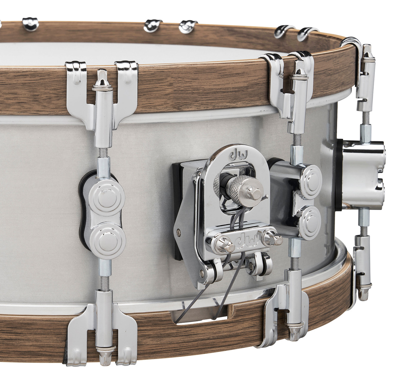 PDP Concept Select 5x14 3mm Aluminum with Walnut Wood Hoops Snare (PDSN0514CSAL) | Musician Madness