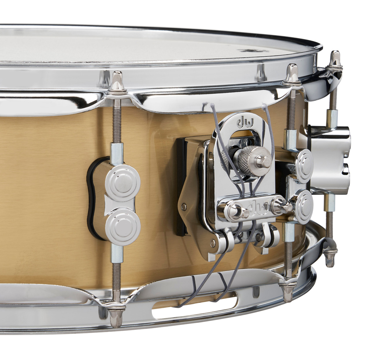 PDP Concept Select 5x14 Snare Drum in 3mm Bell Bronze shell with chrome hardware, offering exceptional power, projection, and classic bronze tone.