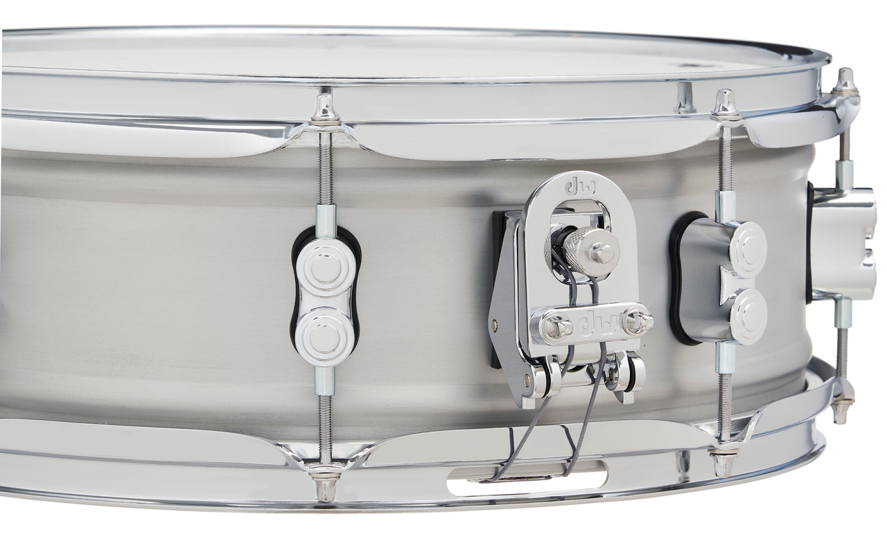 PDP Concept Series 5x14 Snare Drum in Natural Satin Brushed Aluminum with 1.2mm shell and chrome hardware, offering bright attack and modern appearance.