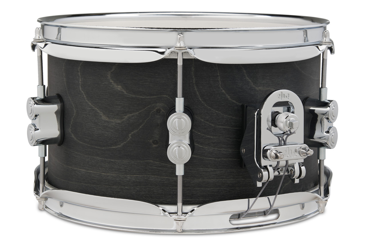 PDP Concept Series 6x10 Black Wax Maple Snare Drum in Satin Black finish with chrome hardware, offering warm maple tone and tight, responsive attack.