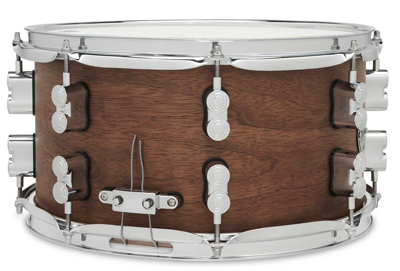 PDP LTD 7x13 Snare Drum with Maple/Walnut hybrid shell in Natural Satin finish, offering deep tone, crisp attack, and premium craftsmanship.