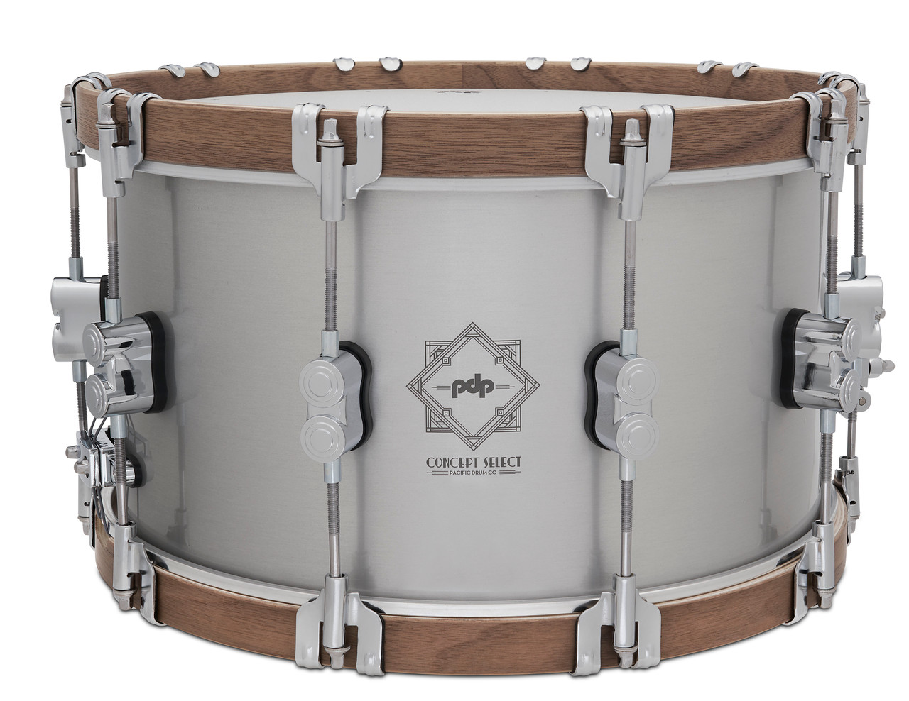 PDP Concept Select 8x14 3mm Aluminum with Walnut Wood Hoops Snare (PDSN0814CSAL) | Musician Madness