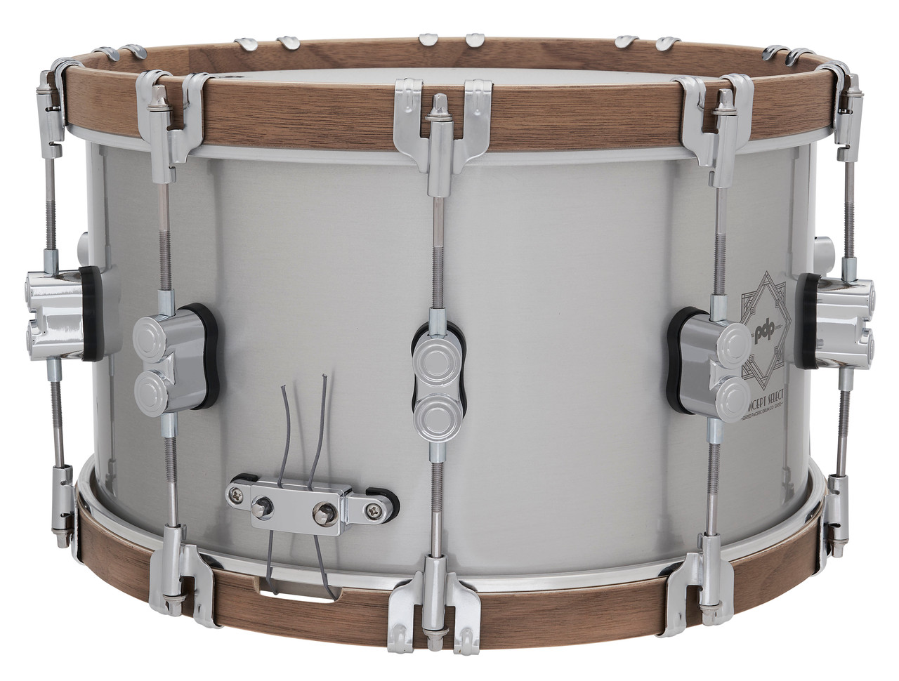 PDP Concept Select 8x14 3mm Aluminum with Walnut Wood Hoops Snare (PDSN0814CSAL) | Musician Madness