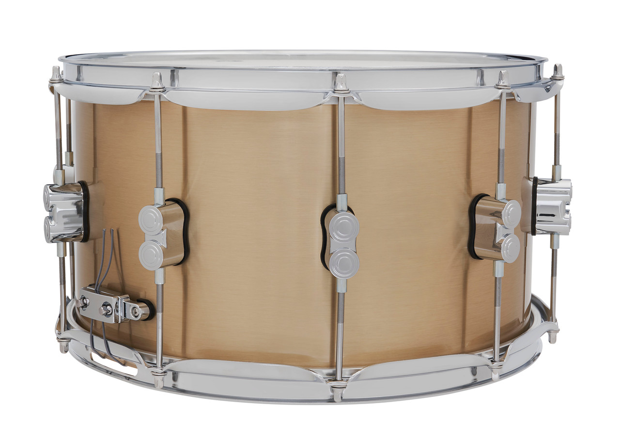 PDP Concept Select 8x14 Snare Drum with 3mm Bell Bronze shell and chrome hardware, offering bold tone, long sustain, and a powerful, professional sound.