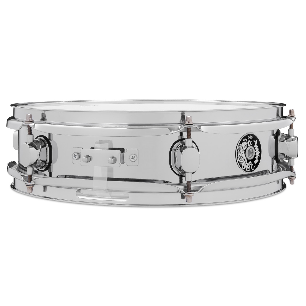PDP â€œThe Krakenâ€ 3.5x13 Piccolo Snare Drum in Chrome-over-Steel finish with high-tension lugs and bright, cutting attack for live and studio use.