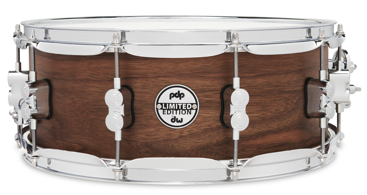 PDP LTD 5.5x14 Snare Drum with Maple/Walnut hybrid shell in Natural Satin finish, offering warm, balanced tone and high-end craftsmanship.