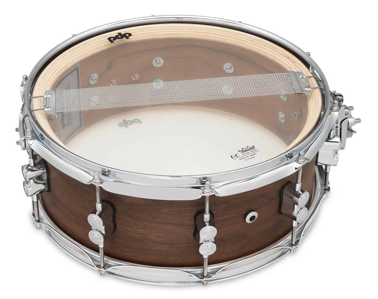 PDP LTD 5.5x14 Snare Drum with Maple/Walnut hybrid shell in Natural Satin finish, offering warm, balanced tone and high-end craftsmanship.