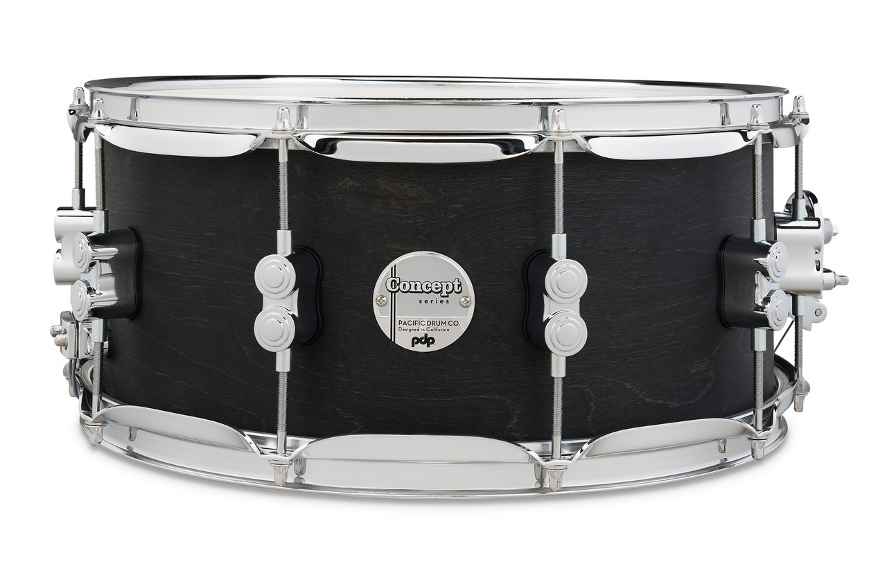 PDP Concept Series Black Wax Maple Snare, 6.5x14, Satin Black w/Chrome Hardware (PDSN6514BWCR) | Musician Madness