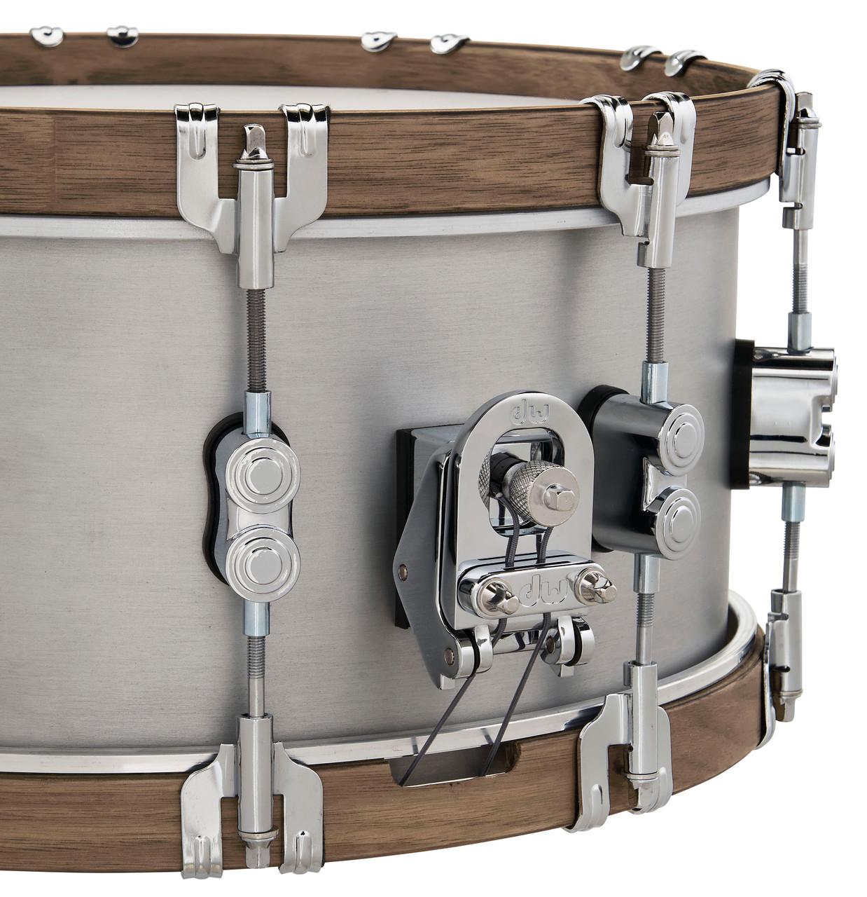 PDP Concept Select 6.5x14 3mm Aluminum with Walnut Wood Hoops Snare (PDSN6514CSAL) | Musician Madness