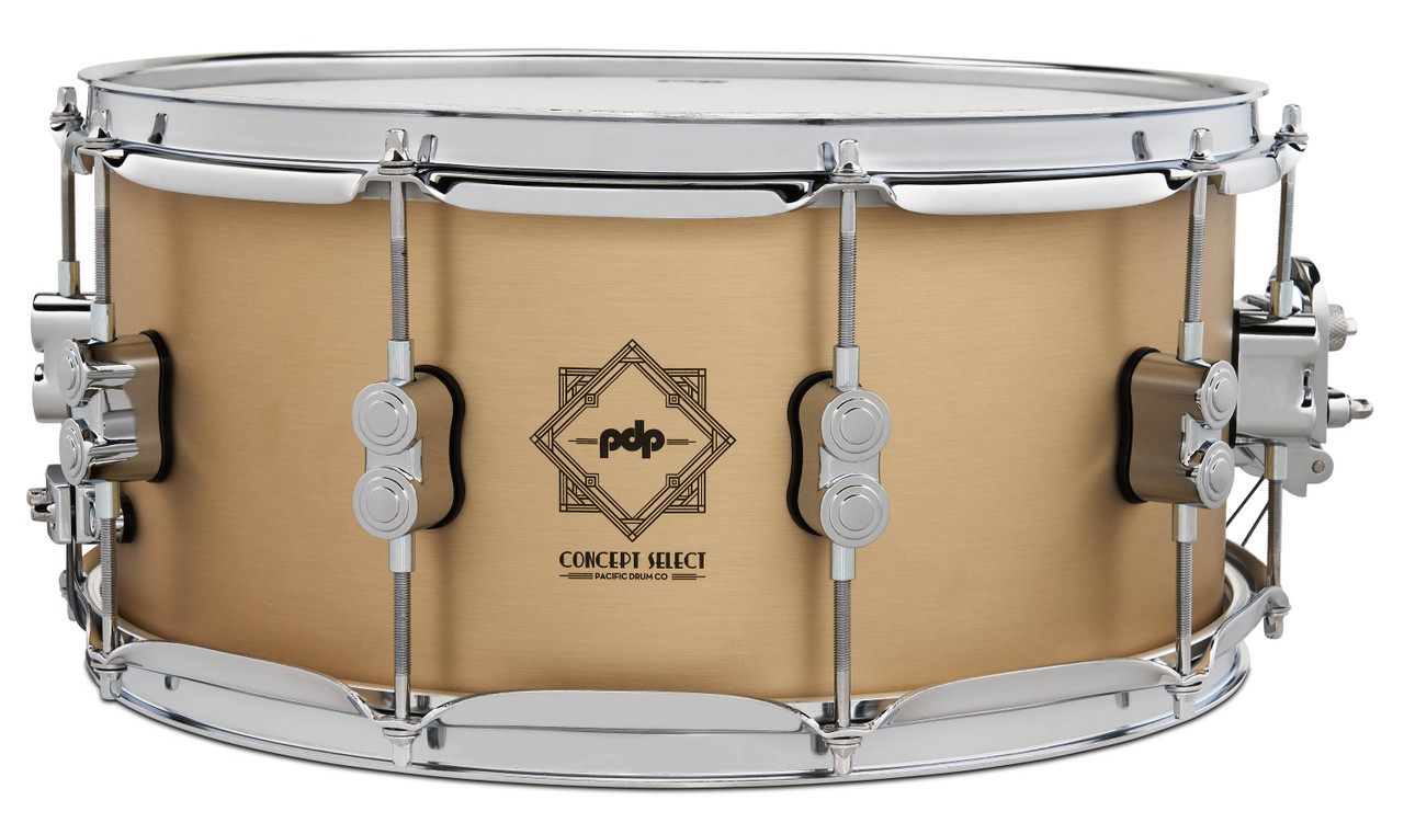 PDP Concept Select 6.5x14 Snare Drum with 3mm Bell Bronze shell and chrome hardware, offering warm tone, crisp attack, and elegant professional design.