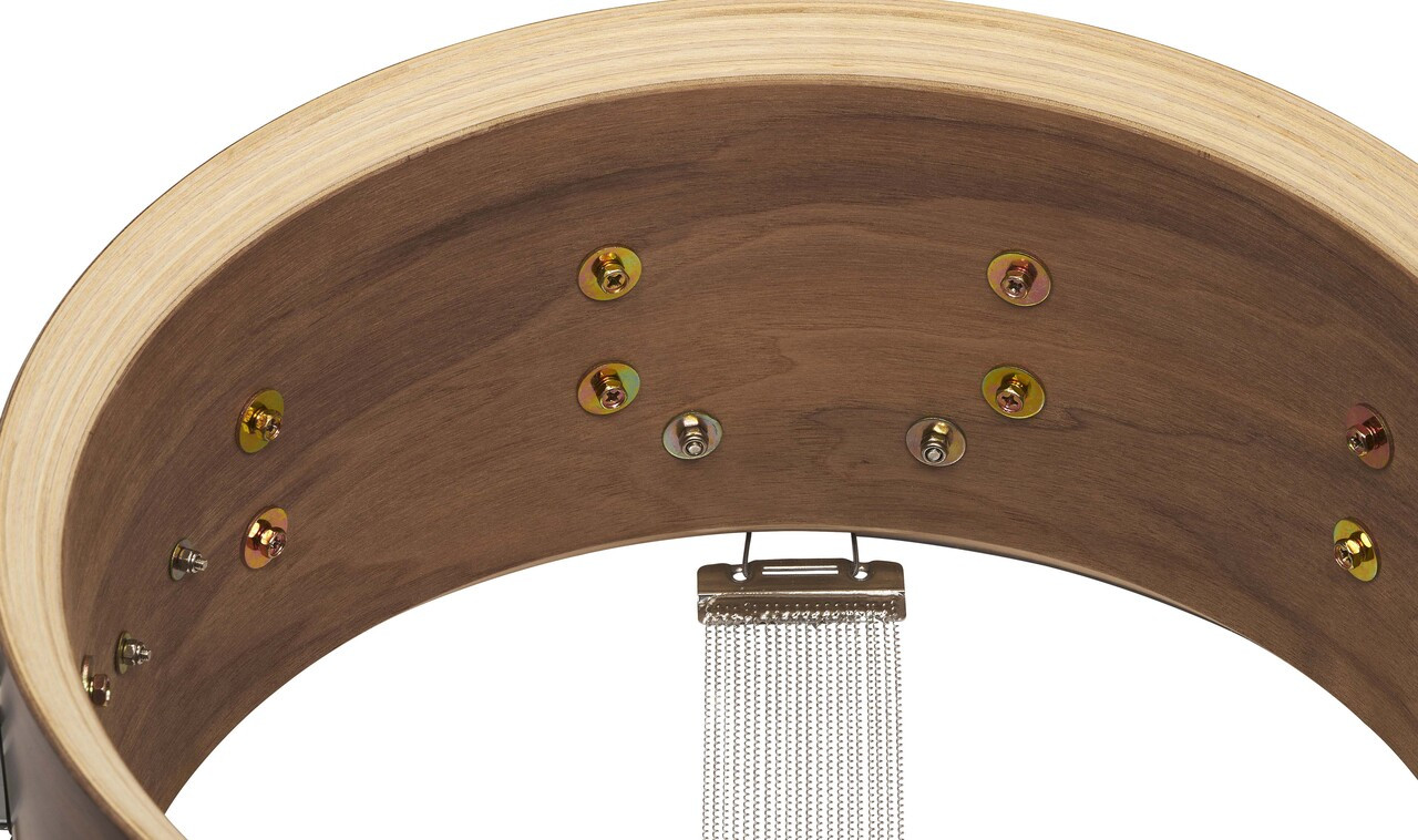 PDP LTD 6.5x14 Snare Drum with Maple/Walnut hybrid shell in Natural Satin finish, offering warm resonance, full-bodied tone, and premium craftsmanship.