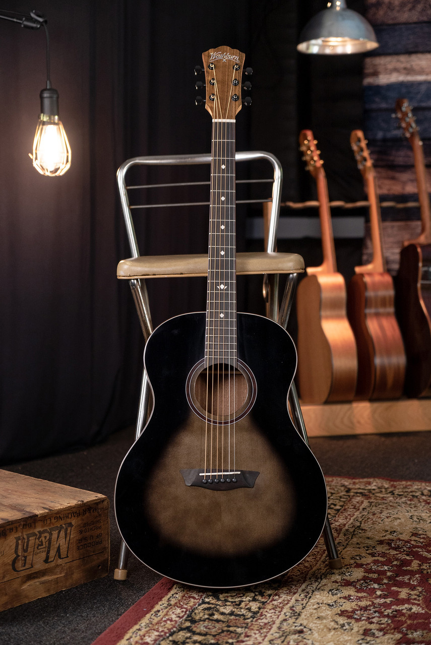 Washburn Novo S9 Bella Tono Studio Acoustic Guitar in Gloss Charcoal Burst finish with elegant body design and superior tonewoods – Musician Madness