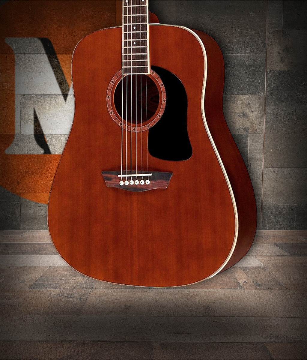 Washburn WD100DLMK-U Dreadnought Acoustic Guitar with all-mahogany body, gloss finish, and included Washburn gigbag – Musician Madness