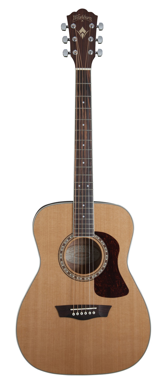 Washburn F11S Heritage 10 Series Folk Acoustic Guitar in Natural finish featuring a solid spruce top and mahogany body – Musician Madness