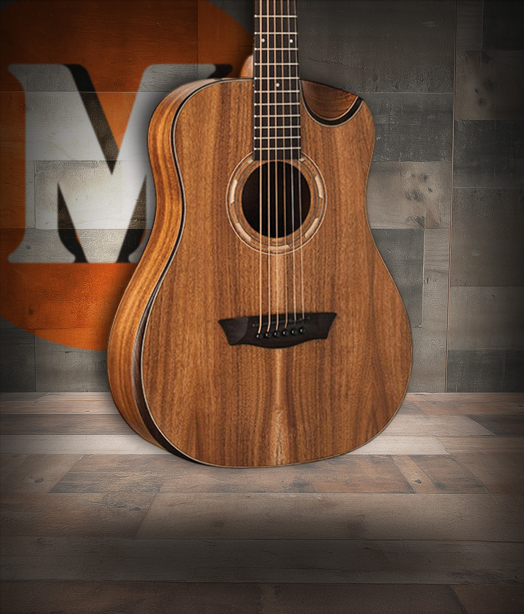 Washburn G-Mini 55 Comfort Series 7/8 Size Grand Auditorium Acoustic Guitar with KOA top and sides â€“ compact and comfortable design â€“ Musician Madness