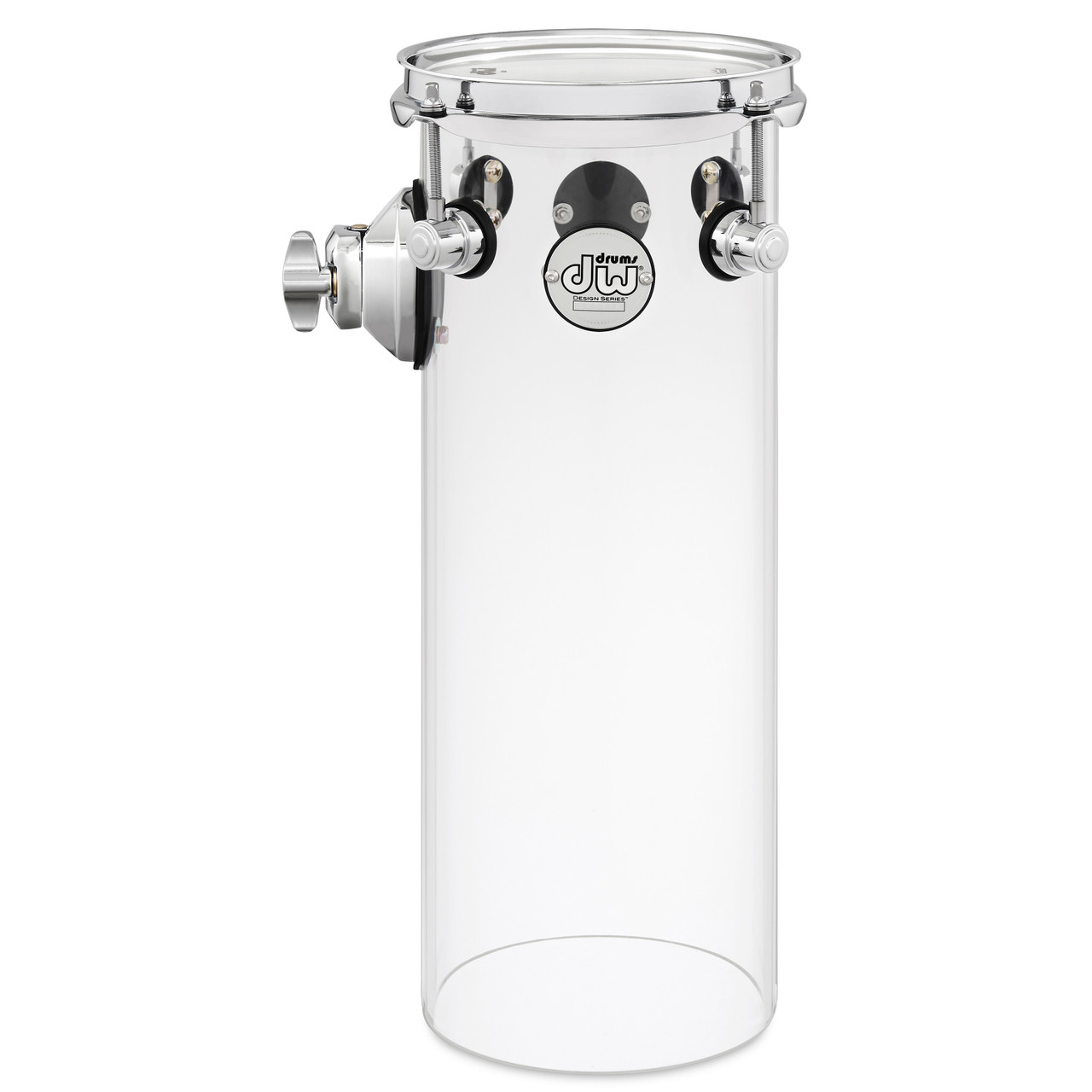 DW Design Series 16x6 Clear Acrylic Ratatom Drum with TB12 mount and chrome hardware - transparent shell and dynamic tone - Musician Madness