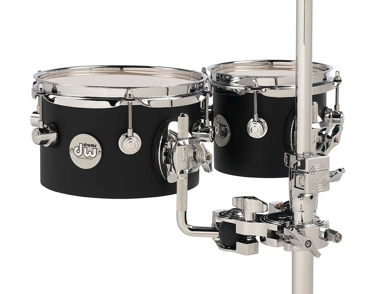 DW Design Series Concert Toms, 5x6/5x8 - Black Satin Lacquer w/Chrome Hardware (DDCT01BLCR) | Musician Madness