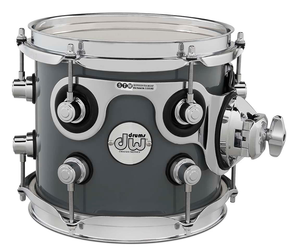 DW Design Series Maple Suspended Tom, 7x8 - Steel Gray Lacquer w/Chrome Hardware (DDLG0708STSG) | Musician Madness