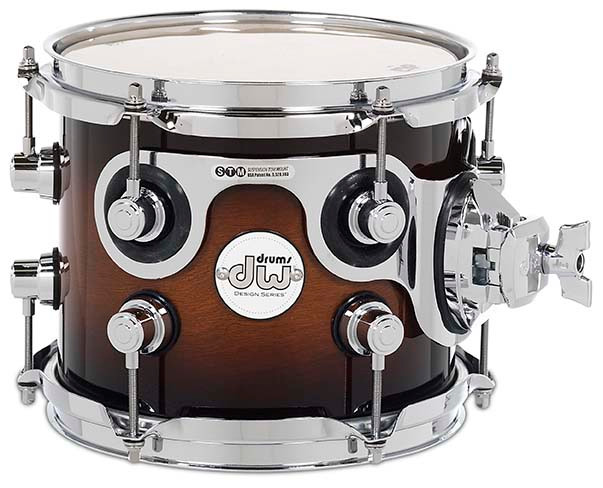 DW Design Series 7x8 Maple Suspended Tom in Tobacco Burst Gloss Lacquer finish with chrome hardware and maple shell – Musician Madness