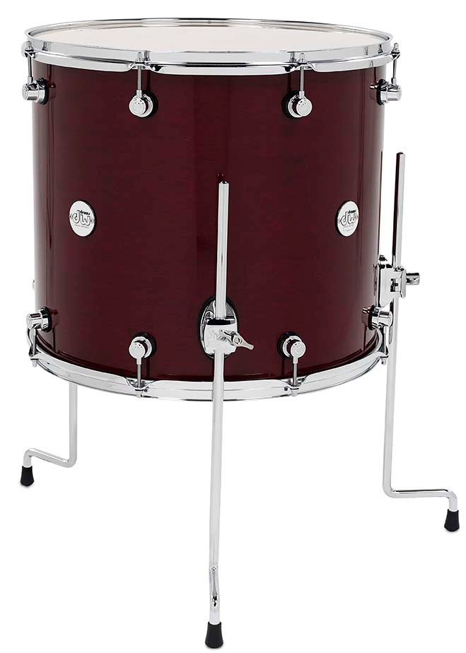 DW Design Series Maple Floor Tom, 16x18 - Cherry Stain Gloss Lacquer w/Chrome Hardware (DDLG1618TTCS) | Musician Madness