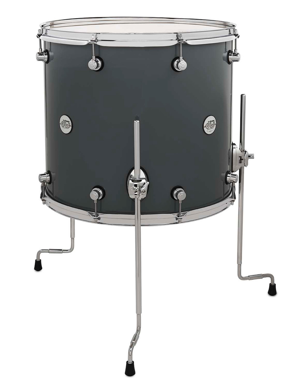 DW Design Series 16x18 Maple Floor Tom in Steel Gray Lacquer with maple shell and chrome hardware - deep, resonant DW tone - Musician Madness