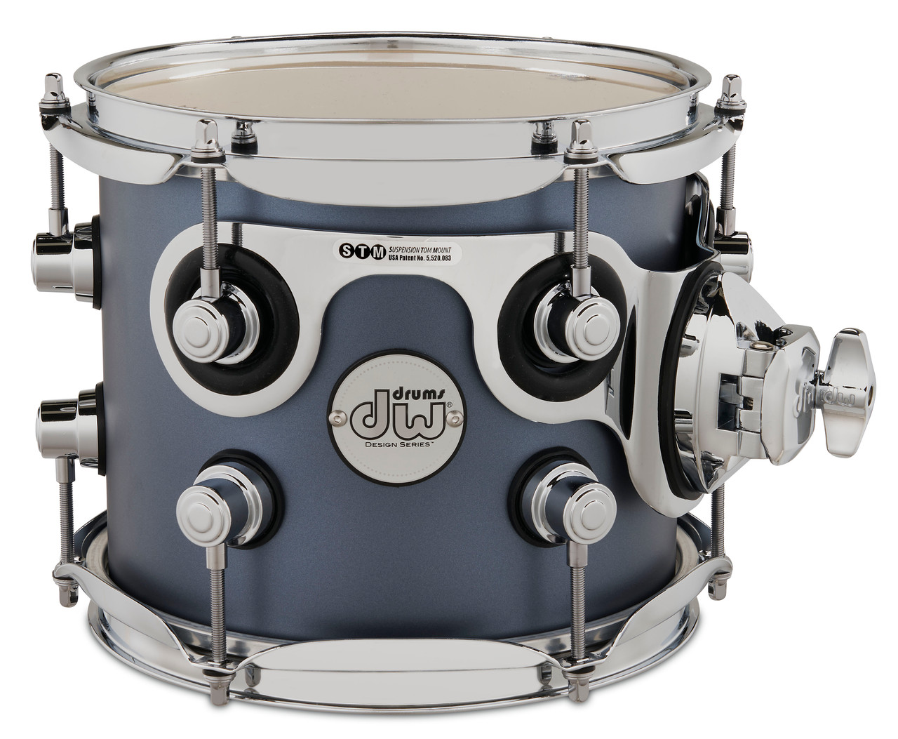 DW Design Series Maple Suspended Tom, 7x8 - Blue Slate Lacquer w/Chrome Hardware (DDLM0708STBS) | Musician Madness