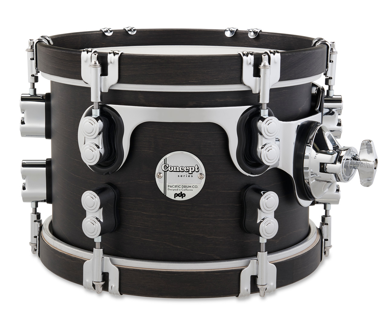 PDP Concept Classic 7x10 Tom in Ebony Stain with matching ebony hoops and maple shell construction - vintage tone and style - Musician Madness