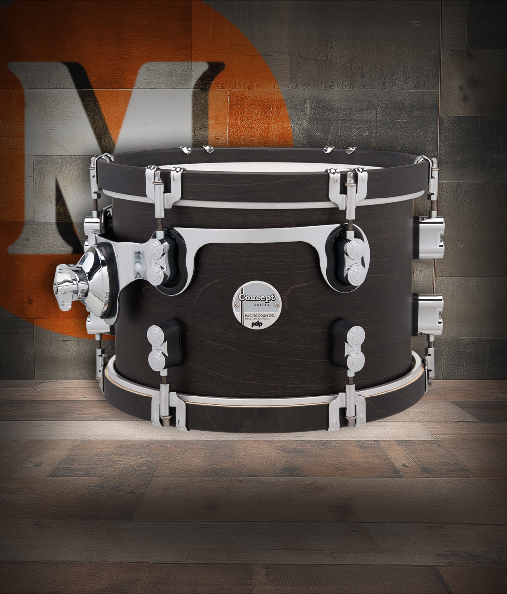 PDP Concept Classic 8x12 Tom in Ebony Stain finish with maple shell construction - vintage warmth and classic PDP tone - Musician Madness