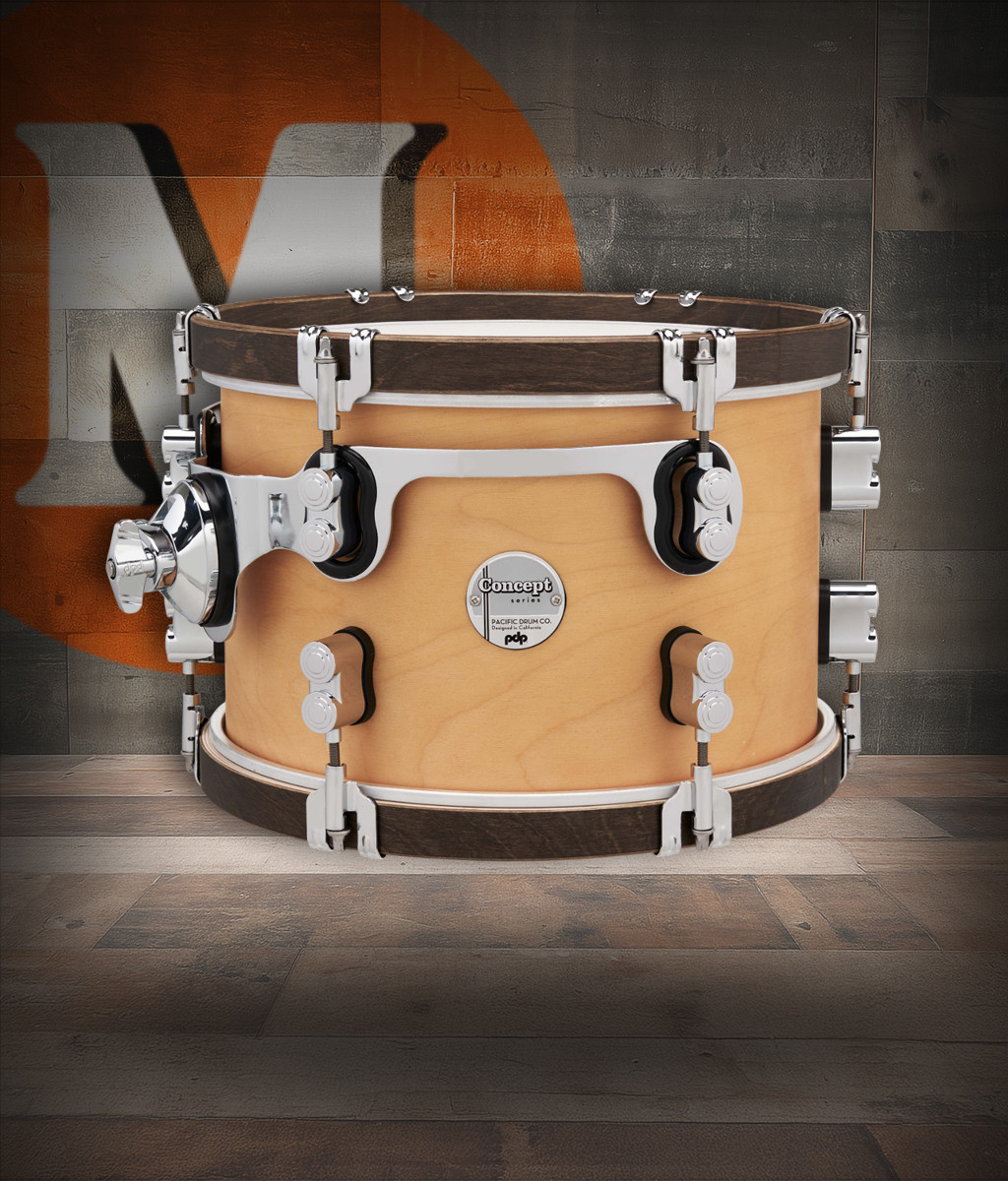 PDP Concept Classic 8x12 Tom in Natural Stain finish with maple shell construction - warm, vintage-inspired tone - Musician Madness