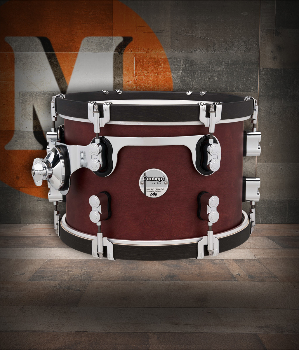 PDP Concept Classic 8x12 Tom in Classic Ox Blood Stain finish with maple shell construction - warm tone and classic PDP style - Musician Madness