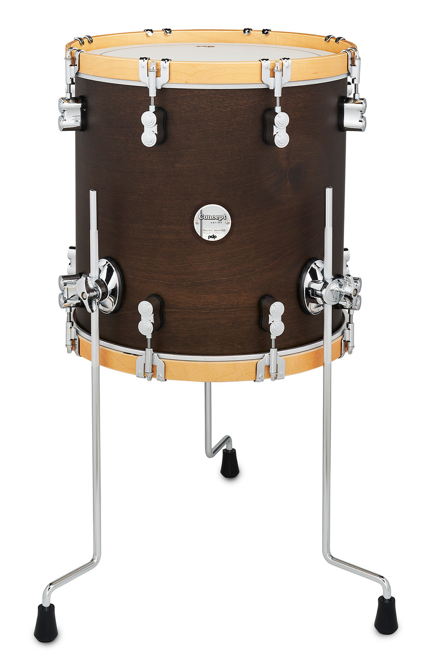 PDP Concept Classic 14x14 Floor Tom in Walnut Stain with natural hoops and maple shell - vintage look and warm PDP tone - Musician Madness