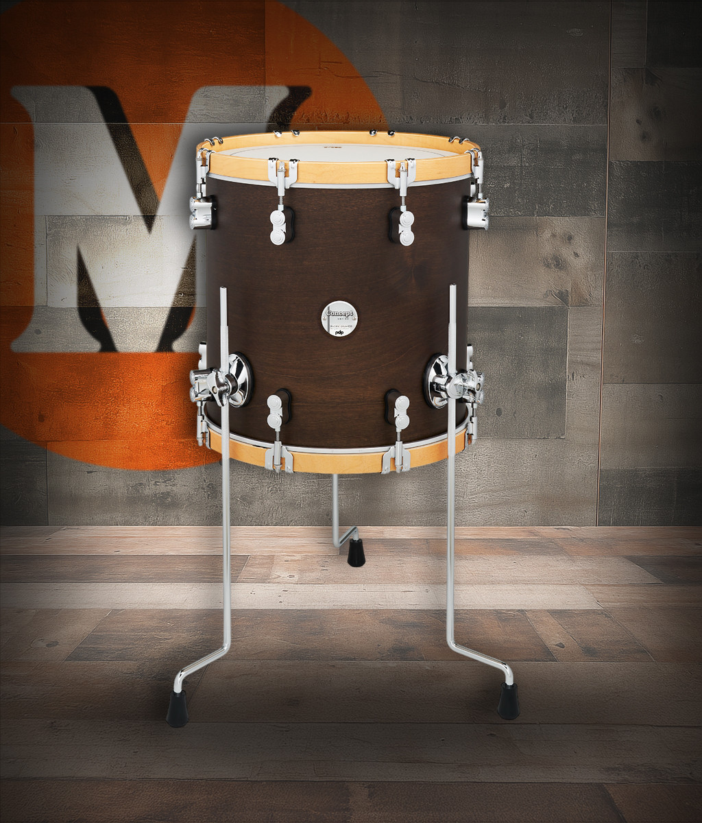 PDP Concept Classic 14x14 - Walnut Stain Floor Tom with Natural Stain Wood Hoops (PDCC1414FTWN) | Musician Madness