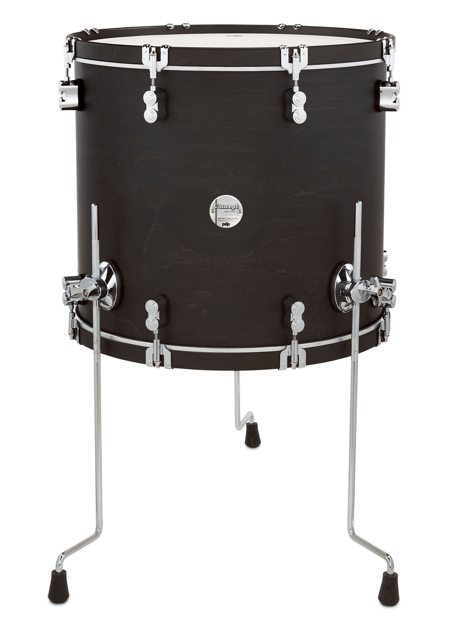 PDP Concept Classic 16x18 Floor Tom in Ebony Stain with matching ebony hoops and maple shell construction - deep, classic PDP tone - Musician Madness