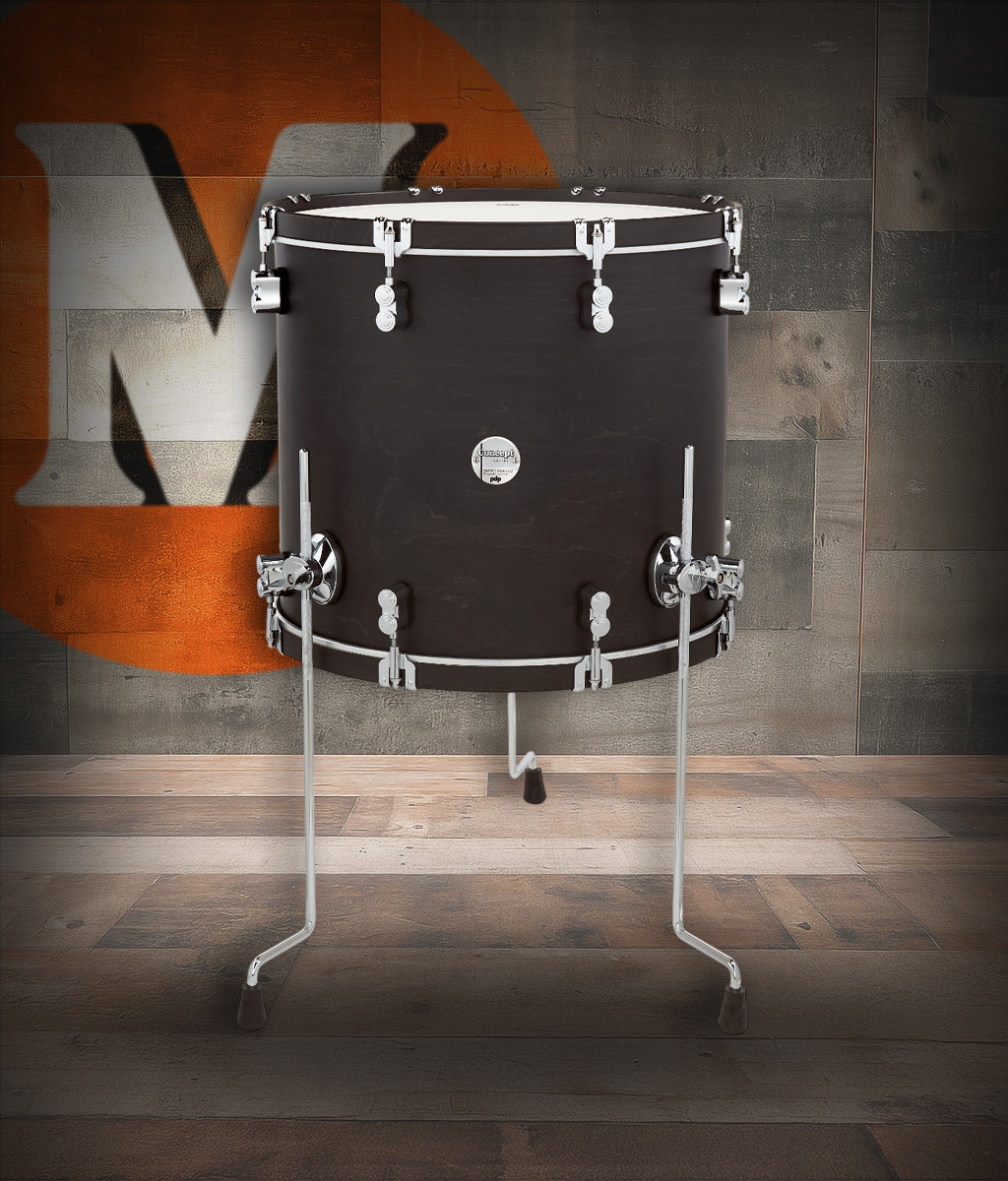 PDP Concept Classic 16x18 Floor Tom in Ebony Stain with matching ebony hoops and maple shell construction - deep, classic PDP tone - Musician Madness
