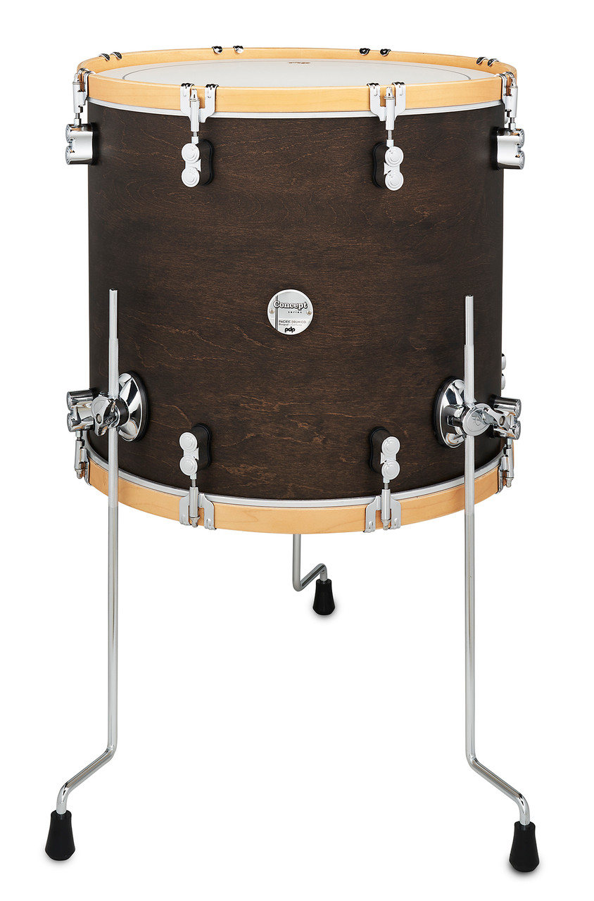 PDP Concept Classic 16x18 Floor Tom in Walnut Stain with natural hoops and maple shell - deep tone and vintage-inspired PDP design - Musician Madness