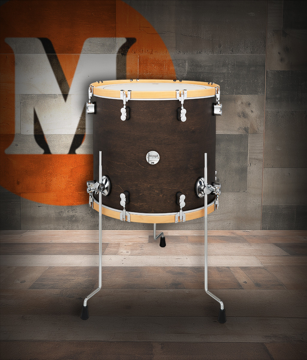 PDP Concept Classic 16x18 - Walnut Stain Floor Tom with Natural Stain Wood Hoops (PDCC1618FTWN) | Musician Madness