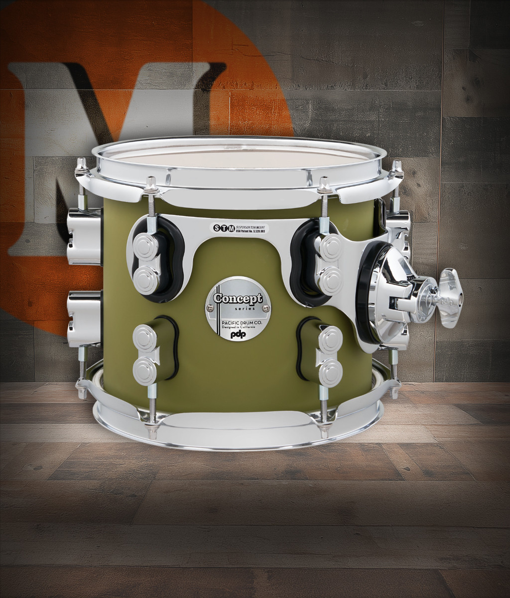 PDP Concept Maple 7x8 Suspended Tom - Satin Olive Finish Ply with Chrome Hardware (PDCM0708STSO) | Musician Madness
