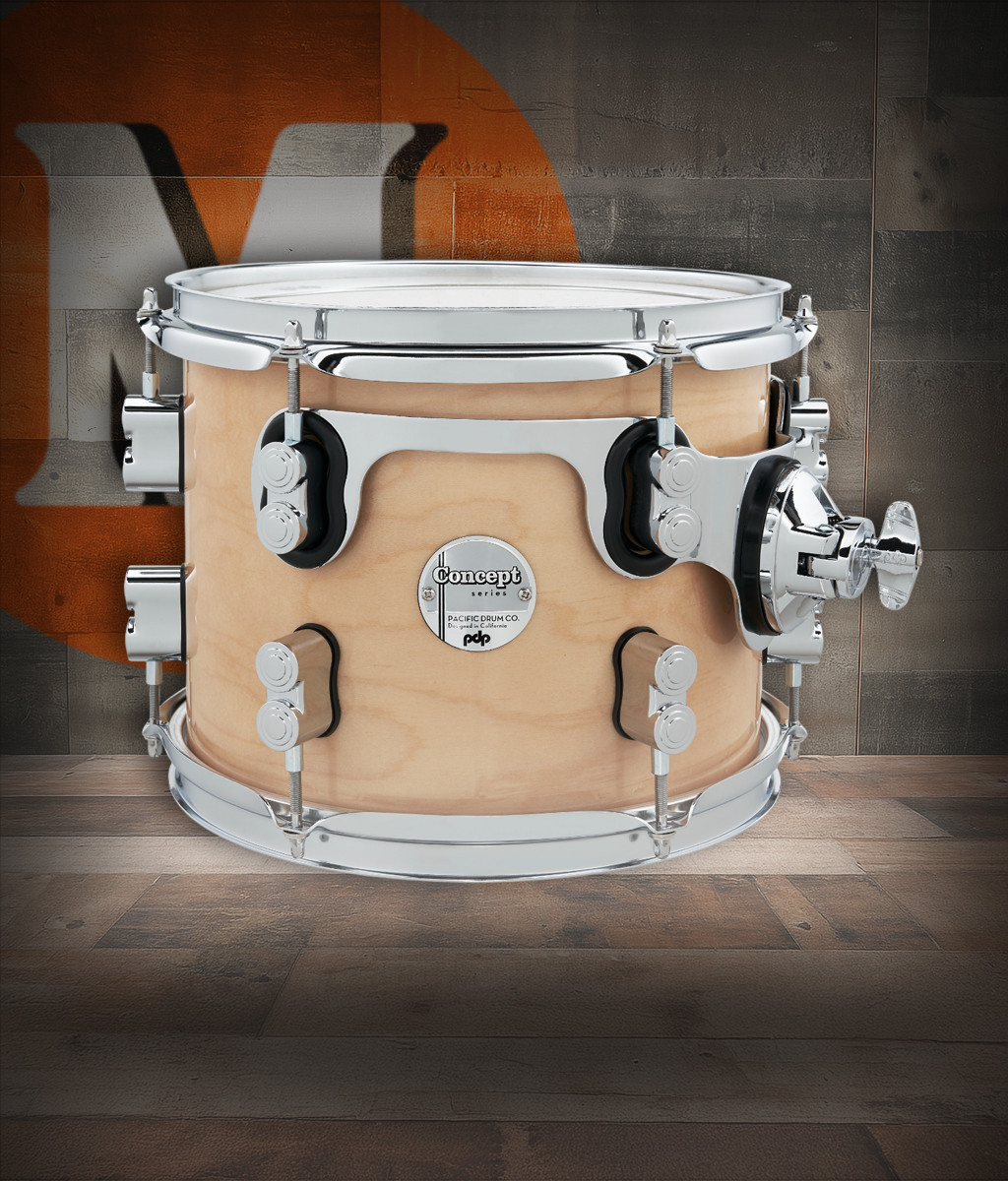 PDP Concept Maple 8x10 Suspended Tom in Natural Lacquer with chrome hardware and maple shell – warm, balanced tone and classic look – Musician Madness