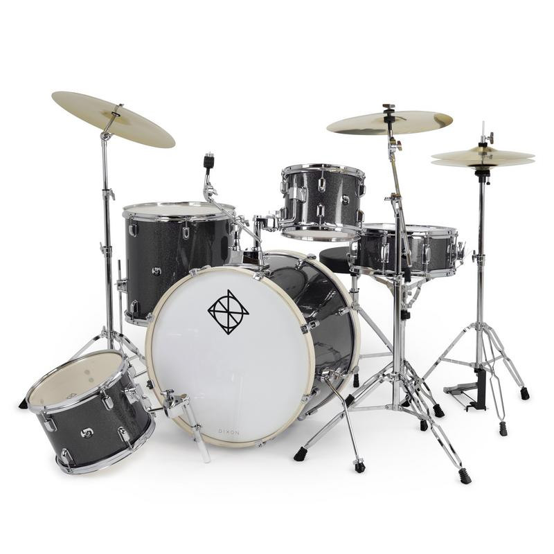 Dixon Spark 5-Piece Drum Set in Misty Black finish (PODSP522C1SMBK) â€“ complete outfit with cymbals and hardware â€“ beginner-friendly drum kit â€“ Musician Madness